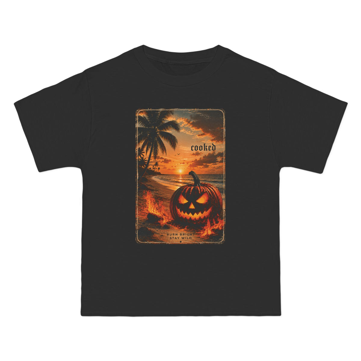 Halloween Pumpkin Beach Graphic Tee | Vintage Coastal Retro Shirt