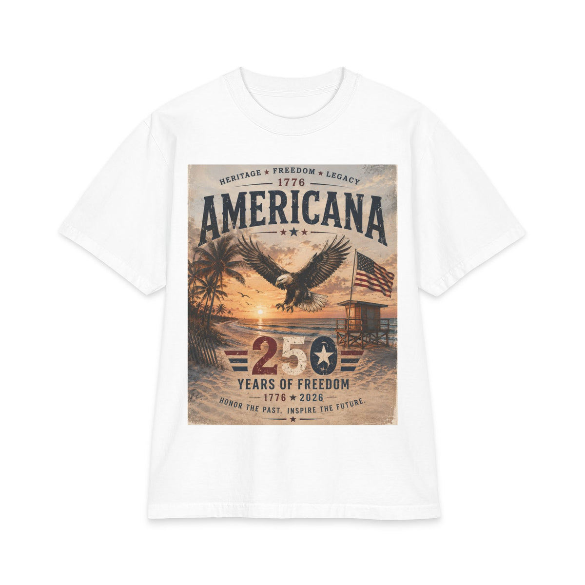 Americana Eagle Beach Graphic Tee | Vintage Patriotic USA Shirt