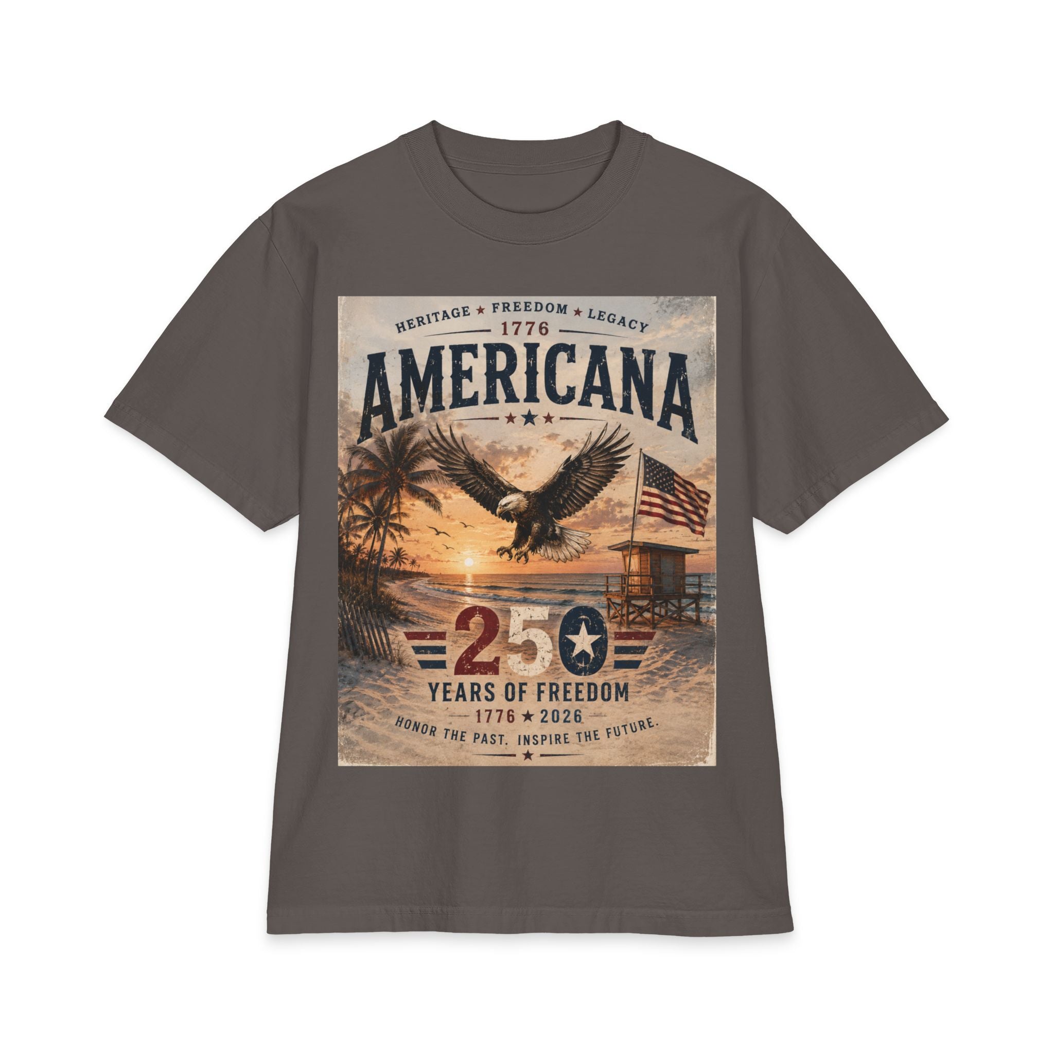 Americana Eagle Beach Graphic Tee | Vintage Patriotic USA Shirt