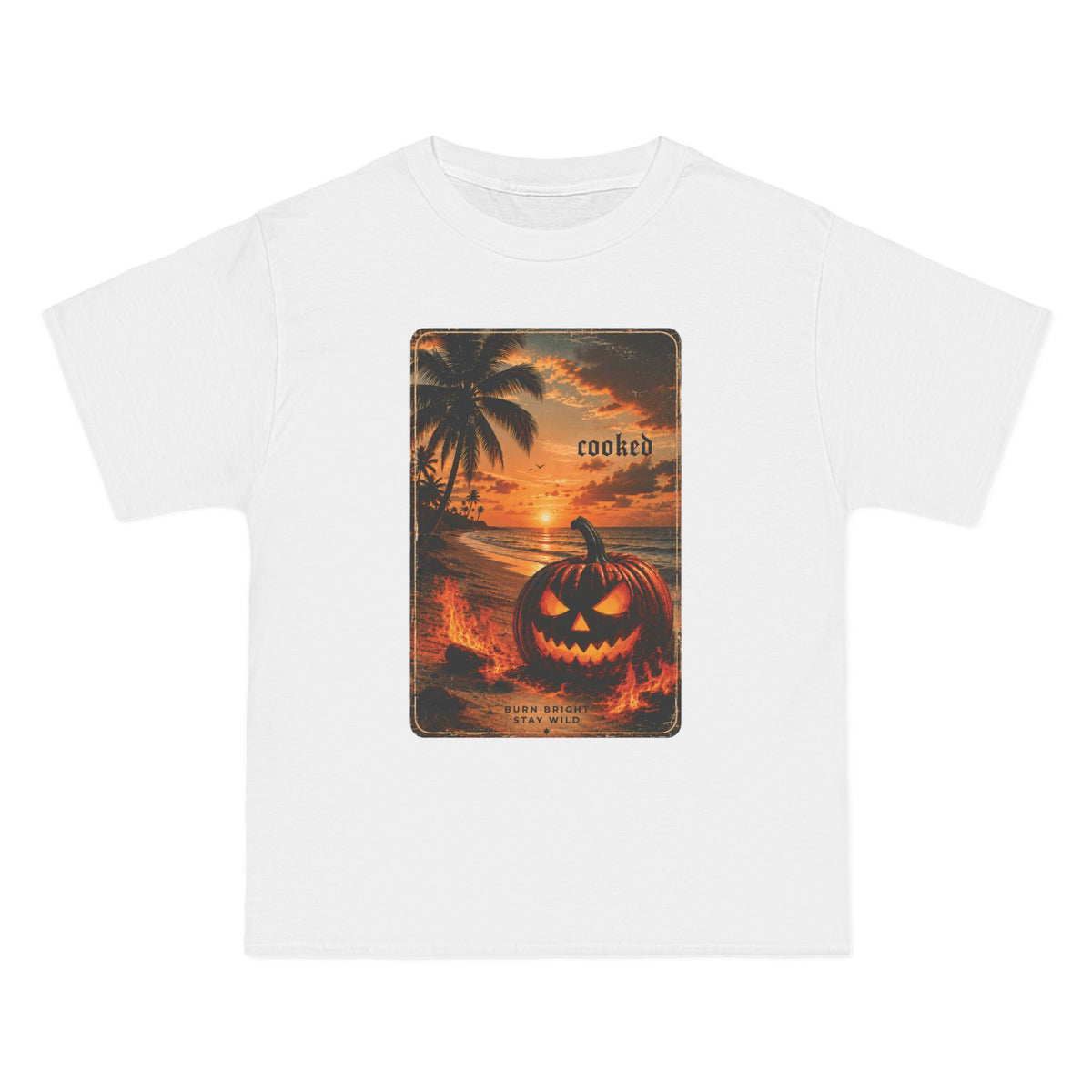 Halloween Pumpkin Beach Graphic Tee | Vintage Coastal Retro Shirt