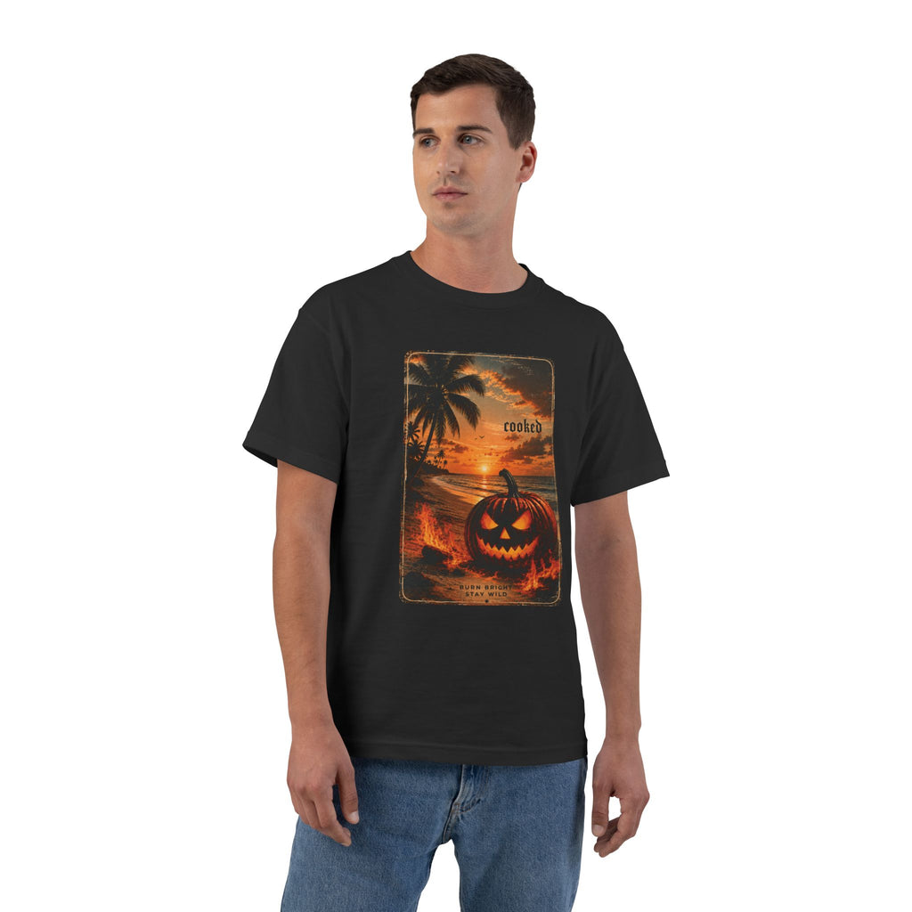 Halloween Pumpkin Beach Graphic Tee | Vintage Coastal Retro Shirt