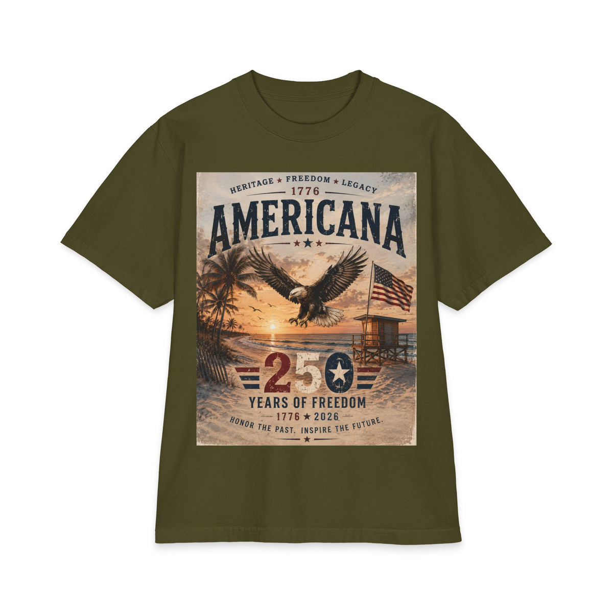 Americana Eagle Beach Graphic Tee | Vintage Patriotic USA Shirt
