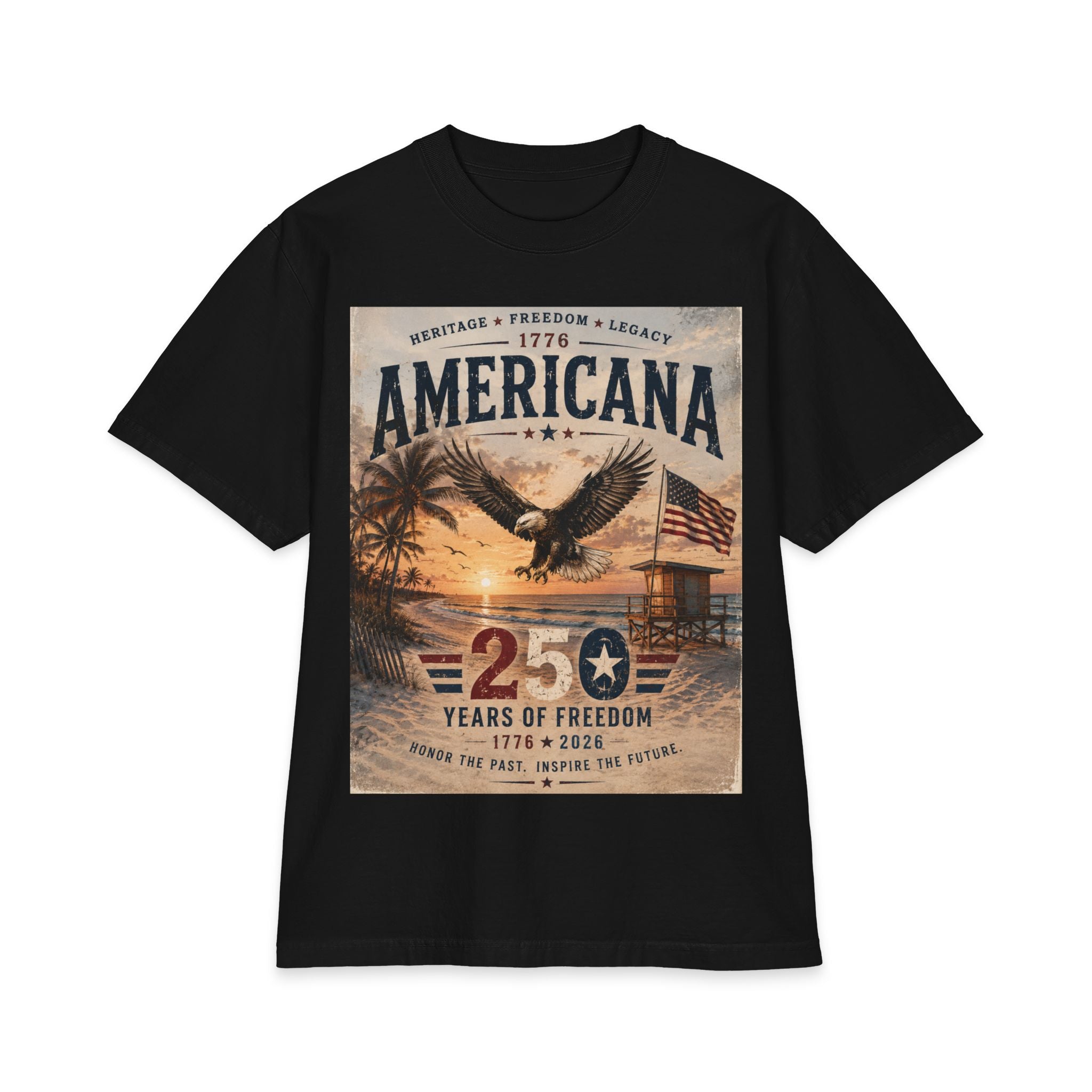 Americana Eagle Beach Graphic Tee | Vintage Patriotic USA Shirt
