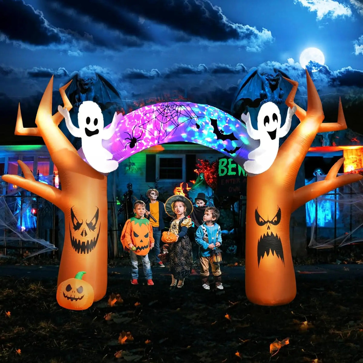 12.5 FT Haunted Castle Halloween Inflatable Archway 🎃👻 Halloween Inflatables, Outdoor Yard Decorations, Spooky Light-Up Blow Ups Inflatable Halloween Outside Decor, Archway Inflatable