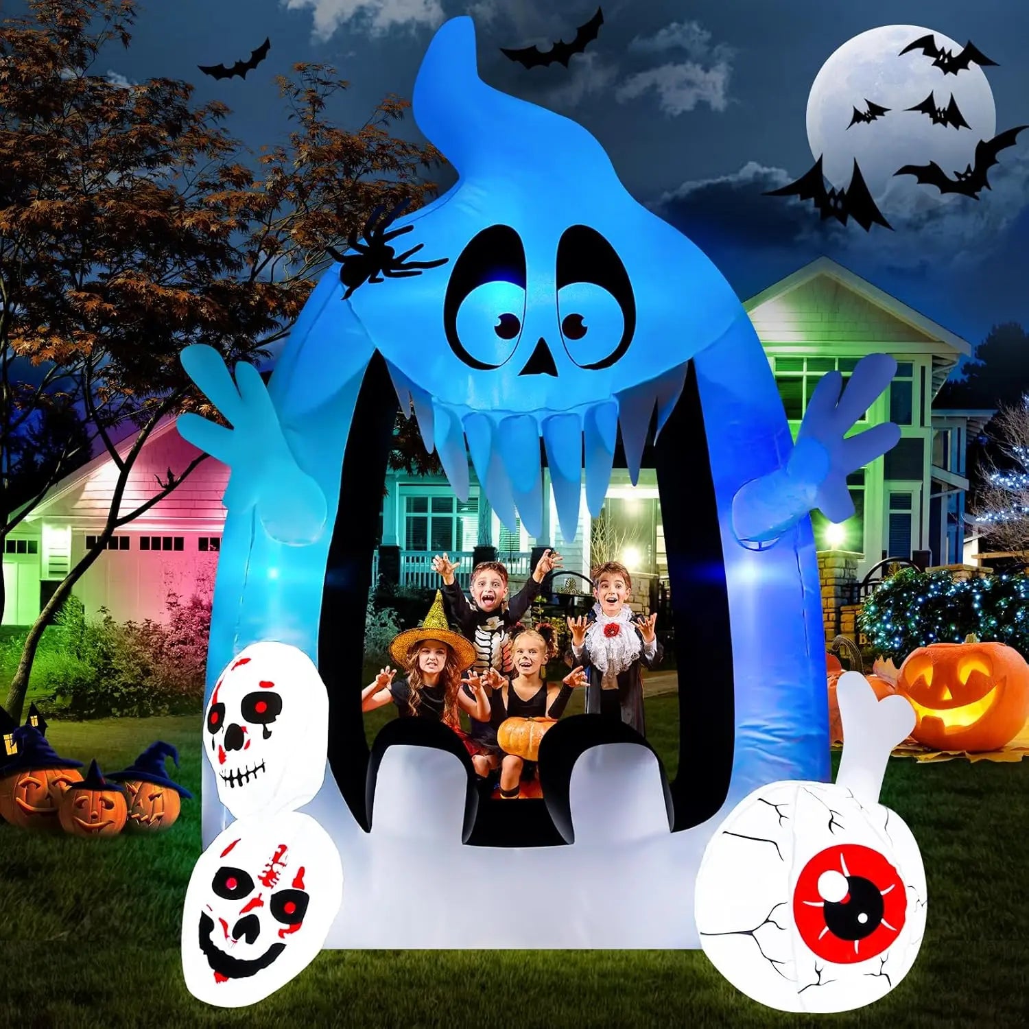 12.5 FT Haunted Castle Halloween Inflatable Archway 🎃👻 Halloween Inflatables, Outdoor Yard Decorations, Spooky Light-Up Blow Ups Inflatable Halloween Outside Decor, Archway Inflatable