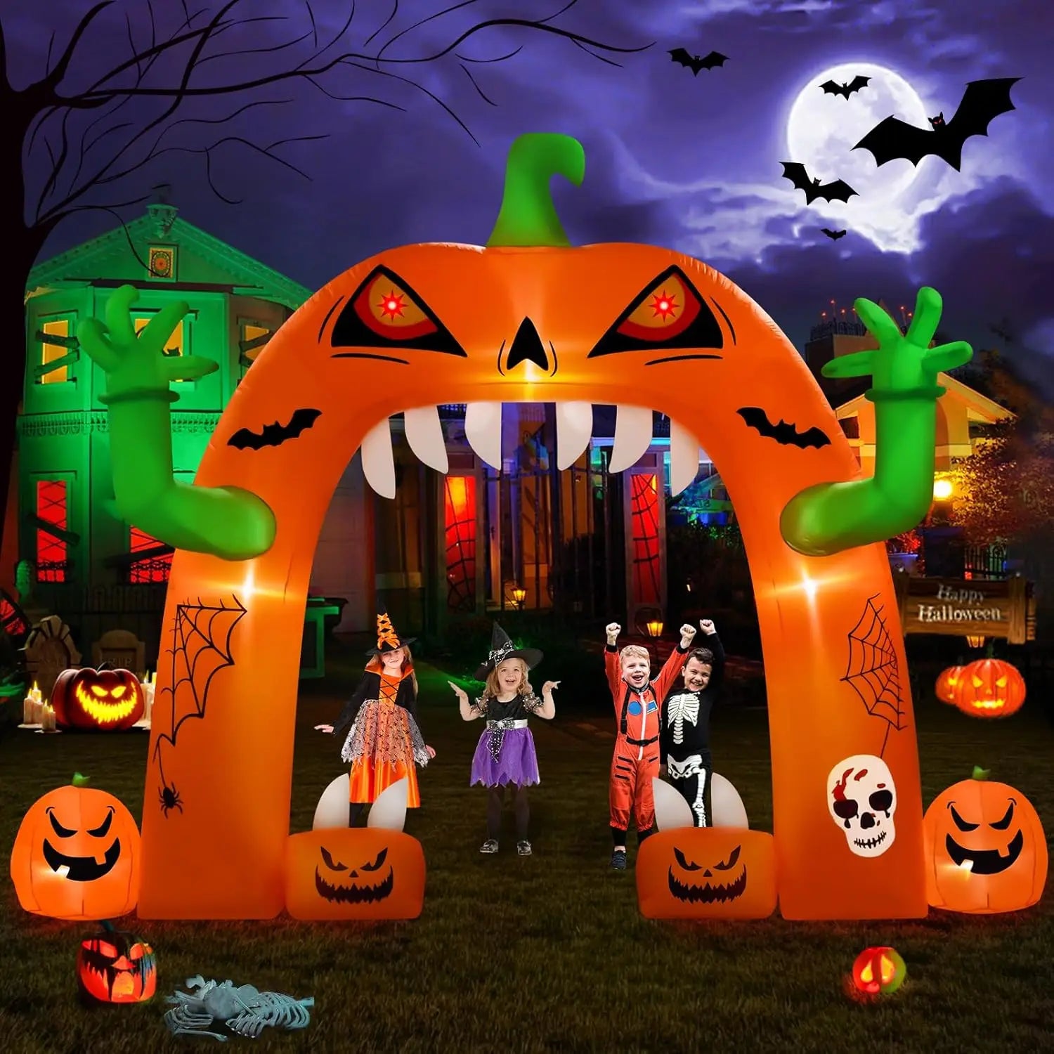 12.5 FT Haunted Castle Halloween Inflatable Archway 🎃👻 Halloween Inflatables, Outdoor Yard Decorations, Spooky Light-Up Blow Ups Inflatable Halloween Outside Decor, Archway Inflatable