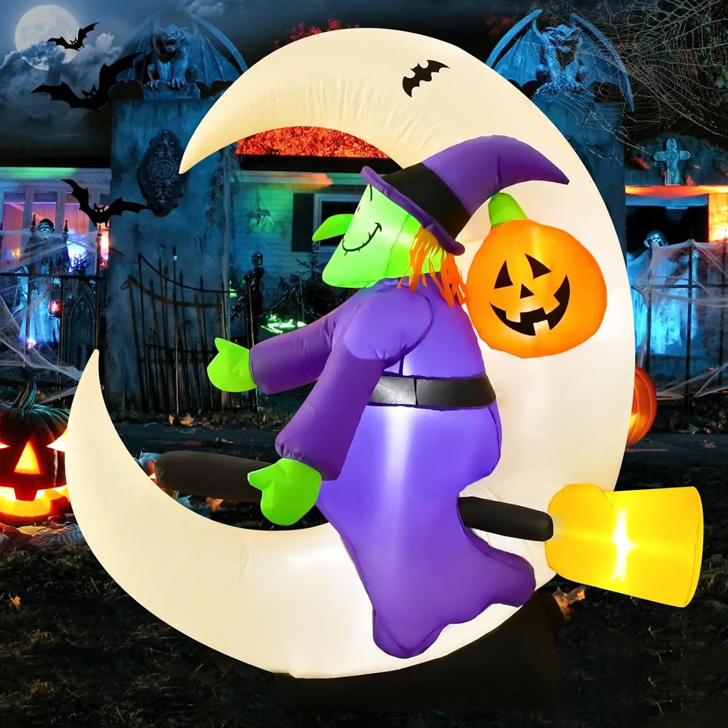 12.5 FT Haunted Castle Halloween Inflatable Archway 🎃👻 Halloween Inflatables, Outdoor Yard Decorations, Spooky Light-Up Blow Ups Inflatable Halloween Outside Decor, Archway Inflatable