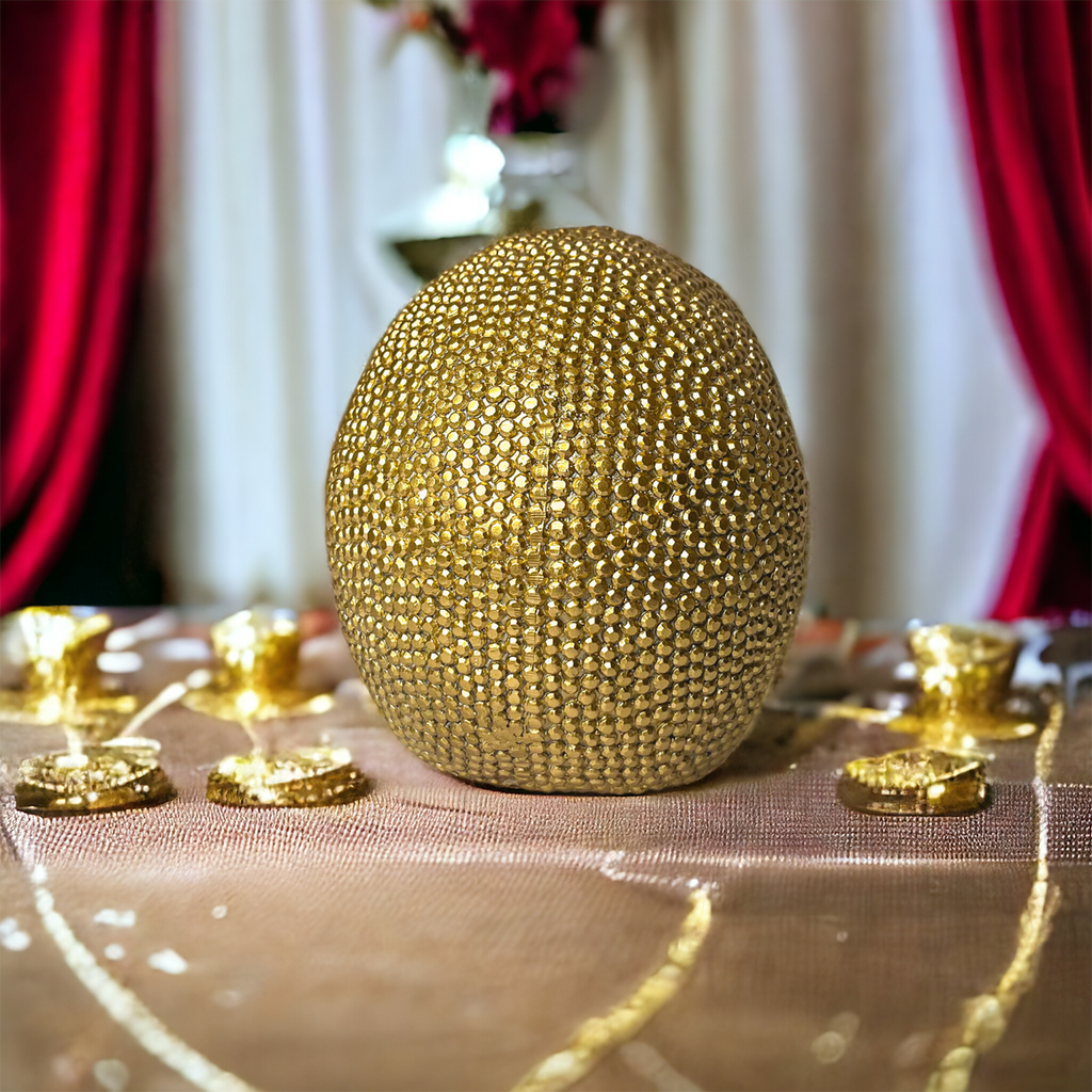 Gold Resin Beaded Skull Decor Rustic Table Accent Bookend Halloween Centerpiece